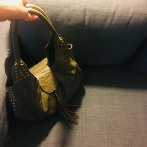 Cassandra Lamb Skin Leather Rock Studs Tote